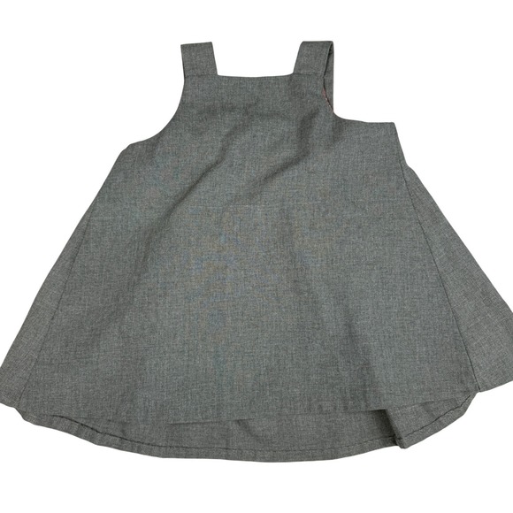 Vintage Girls 4T Jumper Dress Gray Pinafore Heart Embroidery 70s 80s Polka Dot - Picture 5 of 5